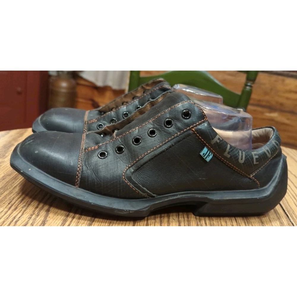 Vintage John Fluevog Men's Black Square Toe Leather Shoe Size 11 **NEEDS LACES*" - Picture 5 of 9